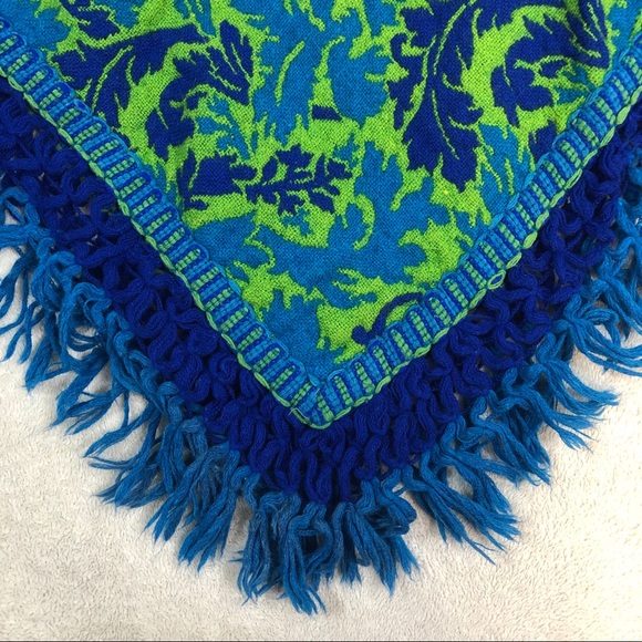 Vintage 70’s reversible brocade poncho with fringes - Picture 4 of 7